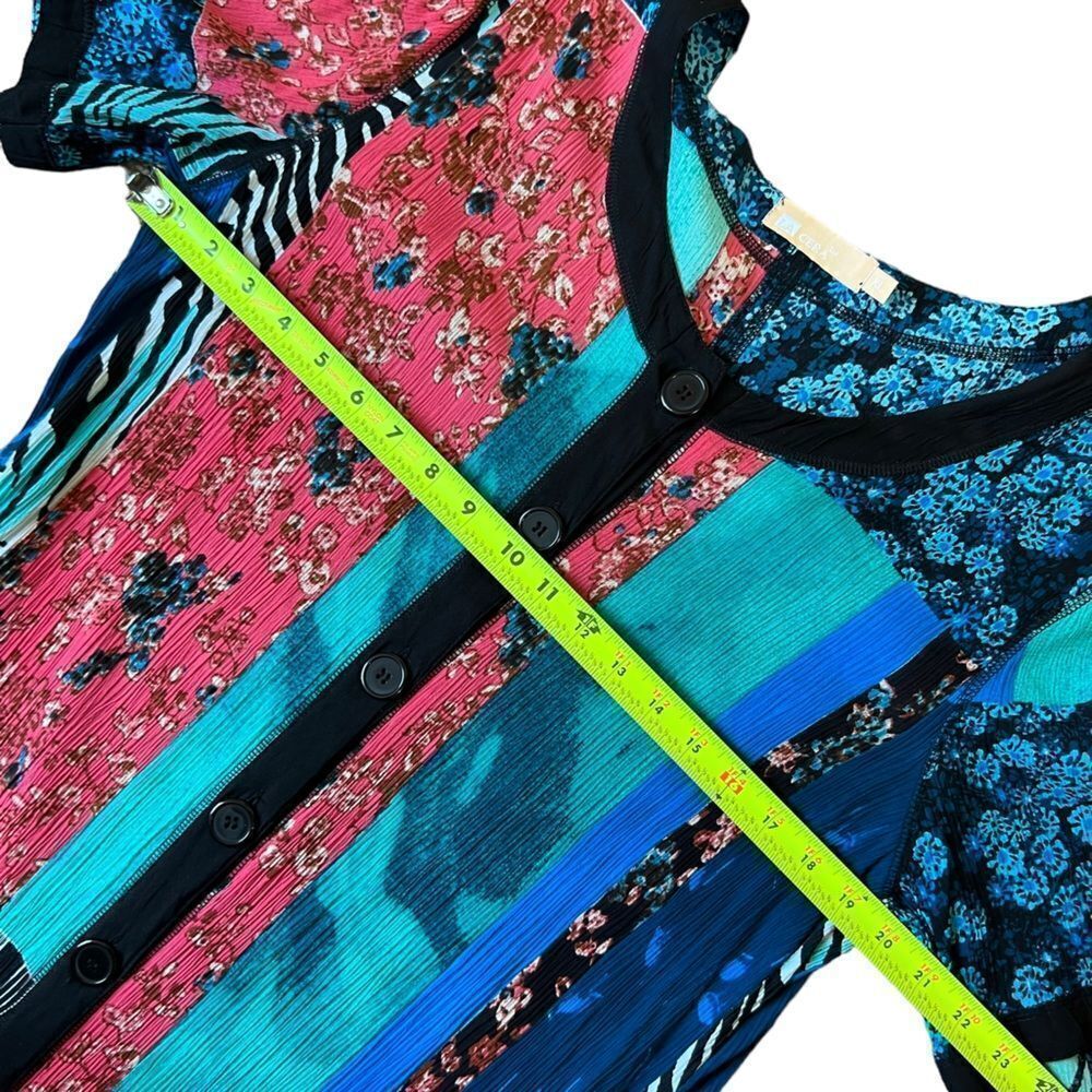 La Cera Patchwork Multi Print Button Down Maxi - image 6